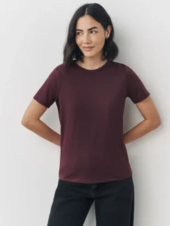 Aardse tinten - Set van 7 katoenen T-shirts met ronde hals voor alle dagen*Next Best