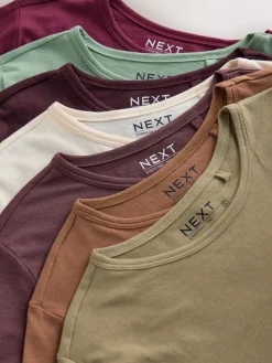 Aardse tinten - Set van 7 katoenen T-shirts met ronde hals voor alle dagen*Next Best