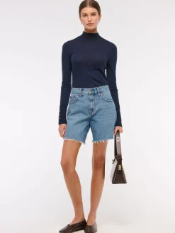 High Rise Loose Denim Shorts With Fray Hem*Abercrombie & Fitch Best