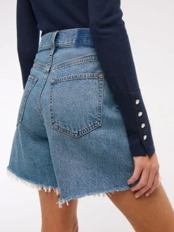 High Rise Loose Denim Shorts With Fray Hem*Abercrombie & Fitch Best