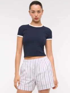 Stripe Poplin Pull On Shorts*Abercrombie & Fitch New