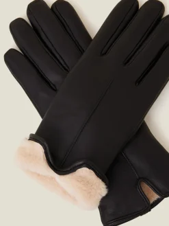 - Leren handschoenen met voering van imitatiebont*Accessorize Sale