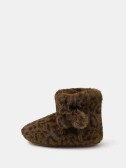 Fluffy Leopard Slipper Boots*Accessorize Clearance