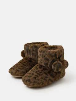 Fluffy Leopard Slipper Boots*Accessorize Clearance