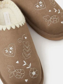 Heart Embroidered Mule Slippers*Accessorize Best