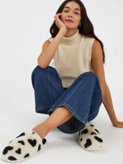 Heart Fluffy Mule Slippers*Accessorize Sale