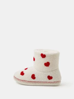 Heart Print Slipper Boots*Accessorize New