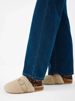 Sparkle Buckle Faux Fur Slippers*Accessorize Discount