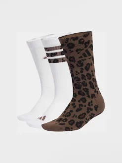 Leopard Print Crew Socks 3 Pack*adidas Sale