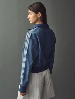 3 Stripe Denim Track 100% Cotton Top*adidas originals Hot