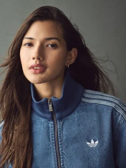 3 Stripe Denim Track 100% Cotton Top*adidas originals Hot