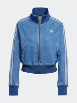 3 Stripe Denim Track 100% Cotton Top*adidas originals Hot