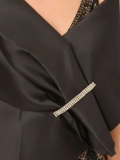 Mikado Embellished Wrap Black Poncho*Adrianna Papell Discount