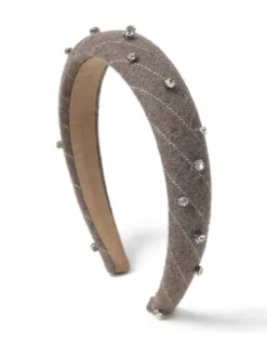 Cream Studded Plaid Headband*Aela Sale