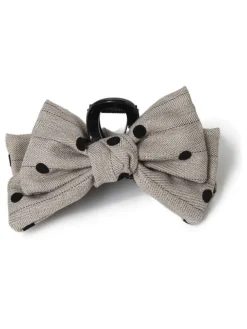 Cream Tweed Polka Dot Bow Claw*Aela Hot