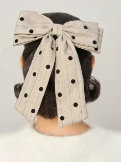 Cream Tweed Polka Dot Hair Bow*Aela Online