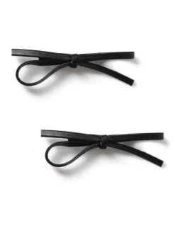 Faux Leather Bow Hair Black Slides*Aela Online