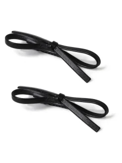 Faux Leather Bow Hair Black Slides*Aela Online