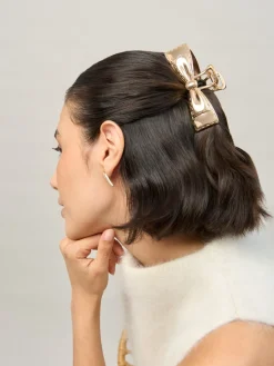 Gold Tone Bow Hair Claw*Aela New