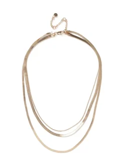 Gold Tone Multirow Snake Chain Necklace*Aela Online