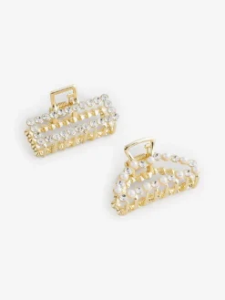 Gold Tone Rhinestone Hair Claw 2 Pack*Aela Discount