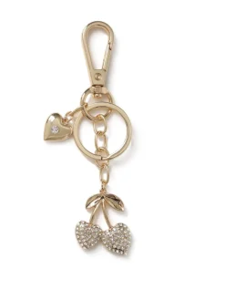 Gold Tone Sparkle Cherry Bag Charm*Aela Clearance