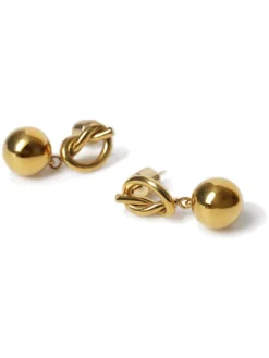 Gold Tone Stainless Steel Knot Drop Earrings*Aela Outlet