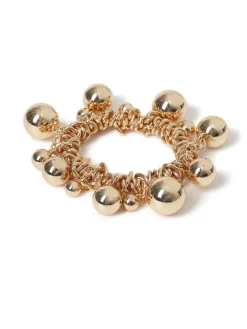Gold Tone Statement Sphere Cluster Stretch Bracelet*Aela New