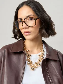 Gold Tone Statement Sphere Cluster Collar Necklace*Aela New