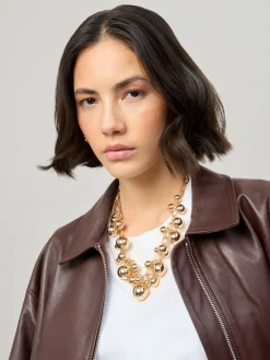 Gold Tone Statement Sphere Cluster Collar Necklace*Aela New