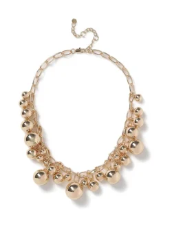 Gold Tone Statement Sphere Cluster Collar Necklace*Aela New