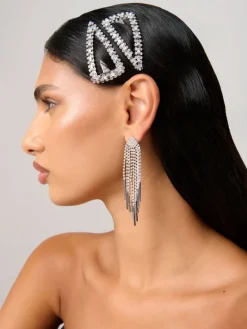 Large Silver Tone Sparkle Snap Hair Clips*Aela Clearance