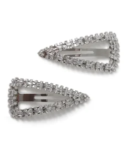 Large Silver Tone Sparkle Snap Hair Clips*Aela Clearance