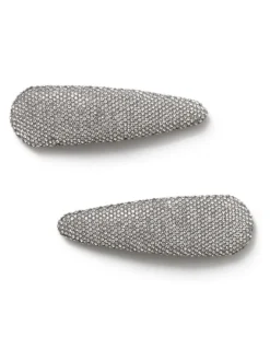 Large Silver Tone Sparkle Snap Hair Clip*Aela Clearance