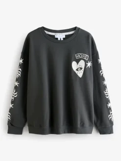 Antraciet - Embroidered Sweatshirt*Never Fully Dressed Online