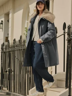 Antraciet - Premium Jassen met imitatiebontkraag*Next Discount