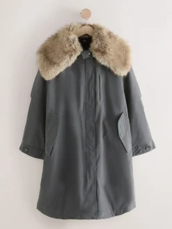 Antraciet - Premium Jassen met imitatiebontkraag*Next Discount