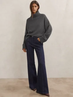 Antraciet - Brooklyn trui met rolkraag van wol-kasjmier*Reiss Best