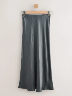 Antraciet - Satijnen midirok*Next New