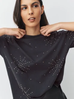 Antraciet - Studded Embellished Crew Neck T-Shirt*Next New