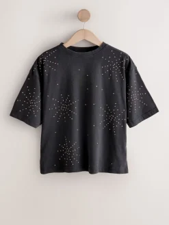 Antraciet - Studded Embellished Crew Neck T-Shirt*Next New