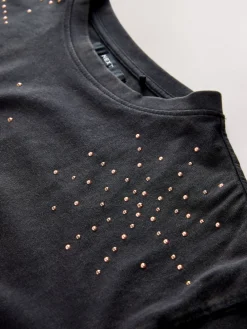 Antraciet - Studded Embellished Crew Neck T-Shirt*Next New