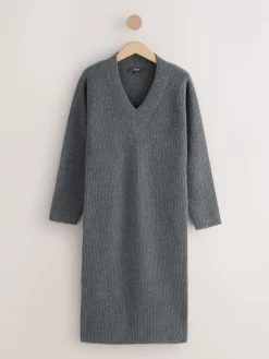 - Super Soft V-Neck Midi Dress With Wool*Next Sale