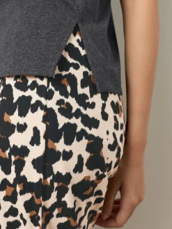 Antraciet met luipaardprint - Pyjama met korte mouwen*Next Hot