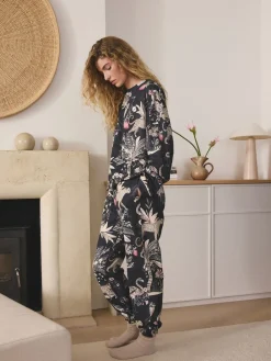 Antracietkleurig met luipaardprint - Pyjama met lange mouwen*Next New