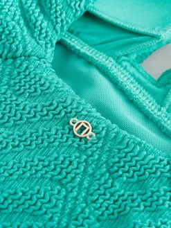 Aqua Groen Kreukeltextuur - Diepuitgesneden vormgevend buikcorrigerend badpak*Next Outlet