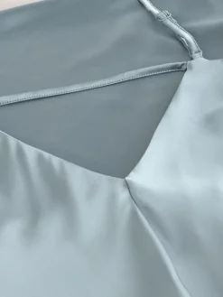 Avondblauw - Lange satijnen Maxi-jurk met watervalhals voor bruiloftsgasten*Next Hot