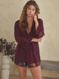 Burgundy Lace Chiffon Robe*B by Ted Baker