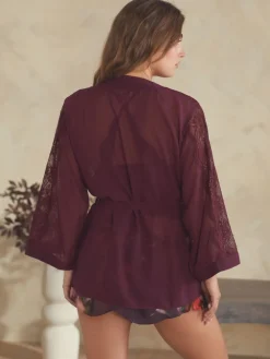 Burgundy Lace Chiffon Robe*B by Ted Baker
