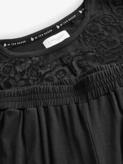 Modal Lace Trim Black Pyjamas Set*B by Ted Baker Outlet